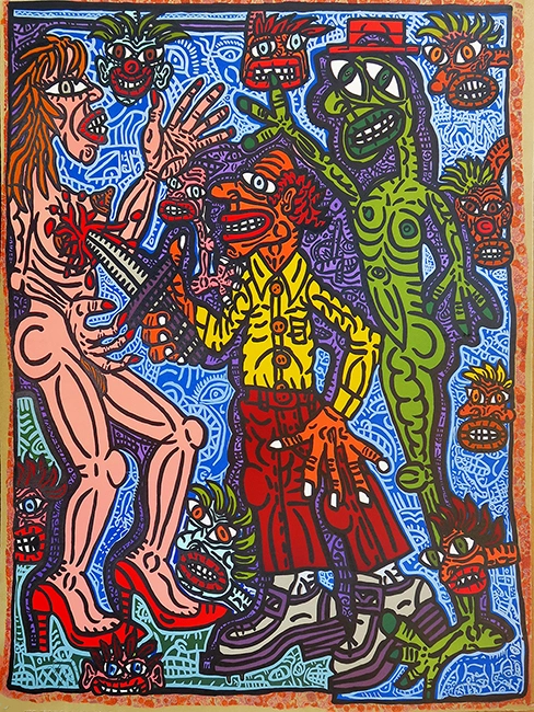 Combas – Robert Combas Plantage de femme en rigolade 1990, Sérigraphie