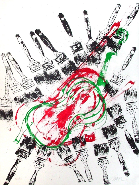 Arman – Arman Violon et pinceaux Circa 1995, Sérigraphie