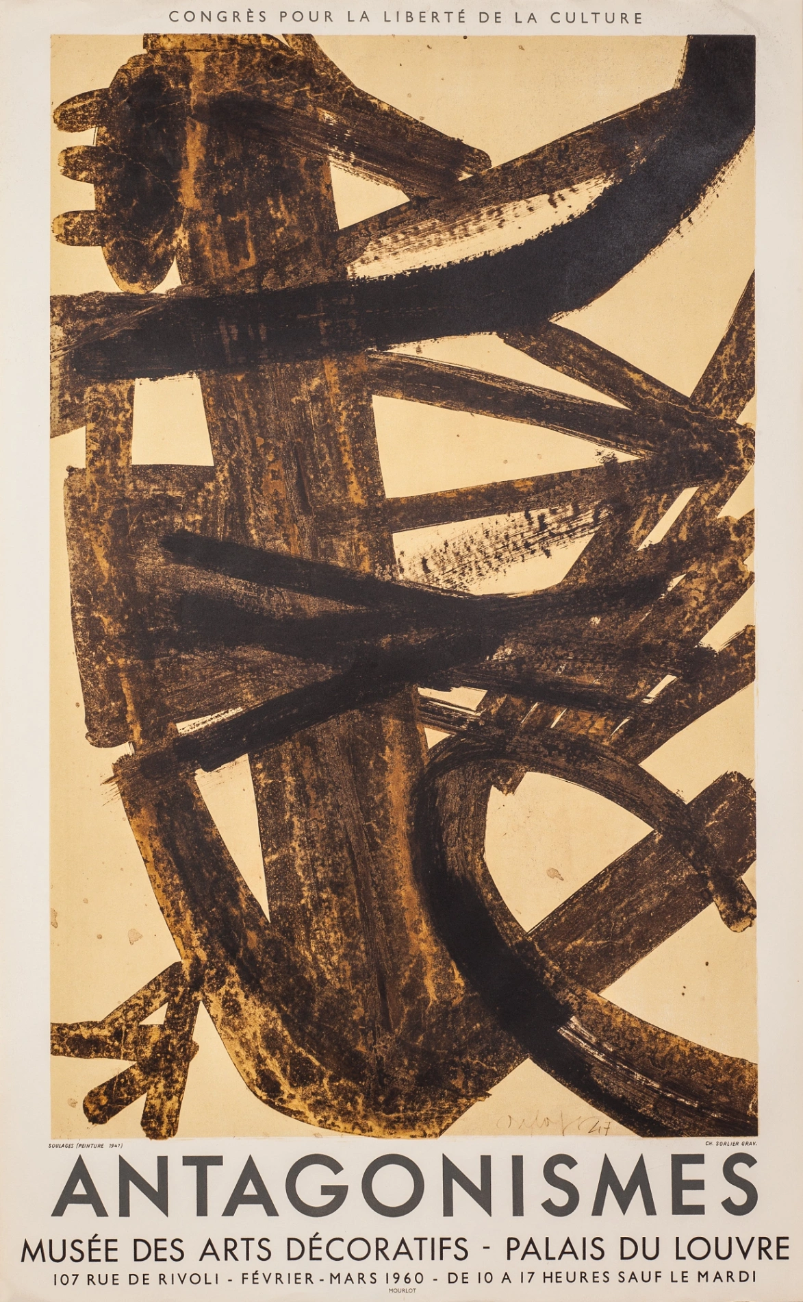 Pierre Soulages Antagonismes par Pierre Soulages, 1960 – Lithographie, 34.75x21.5 – photo 2