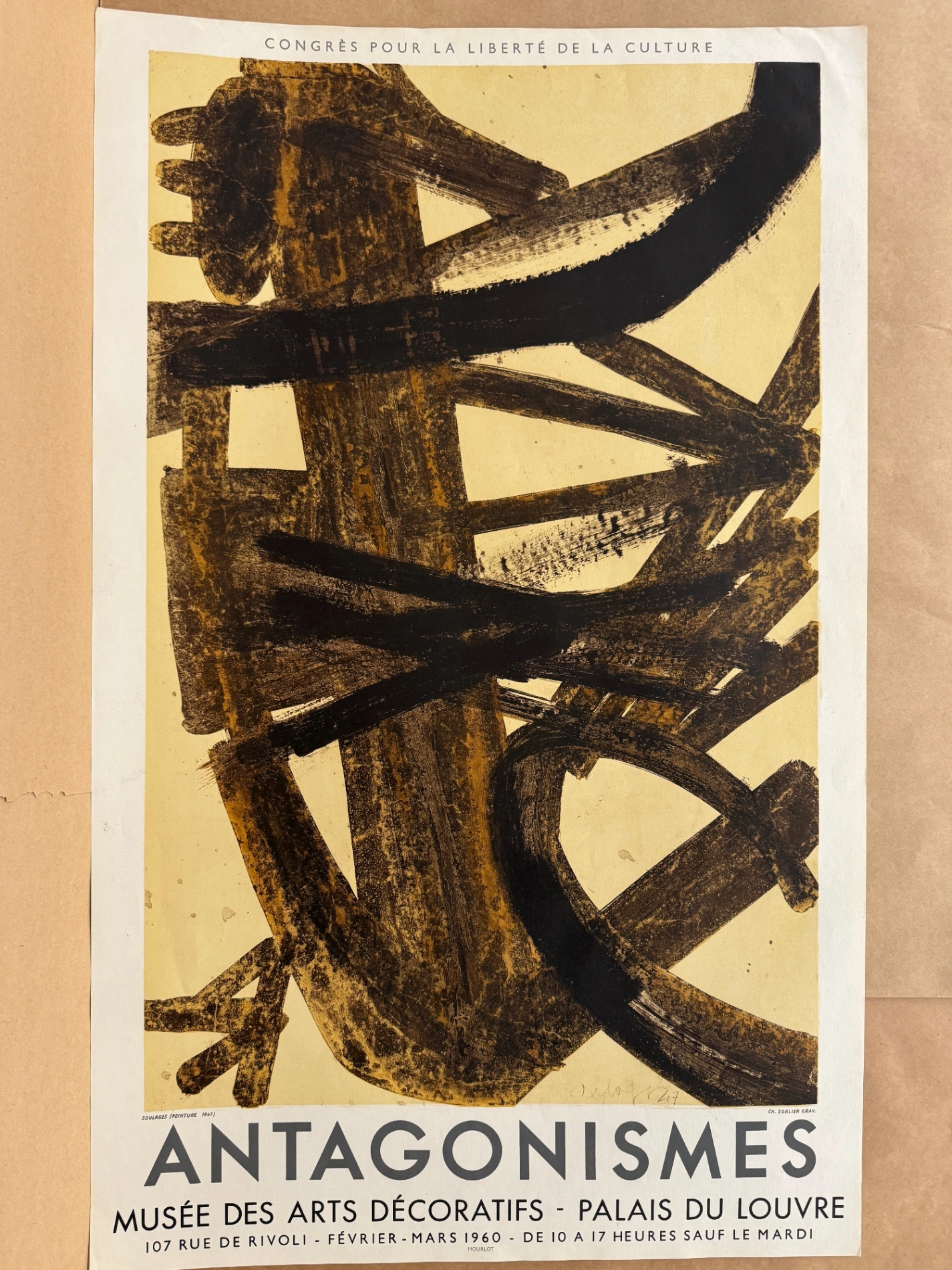 Pierre Soulages Antagonismes par Pierre Soulages, 1960 – Lithographie, 34.75x21.5