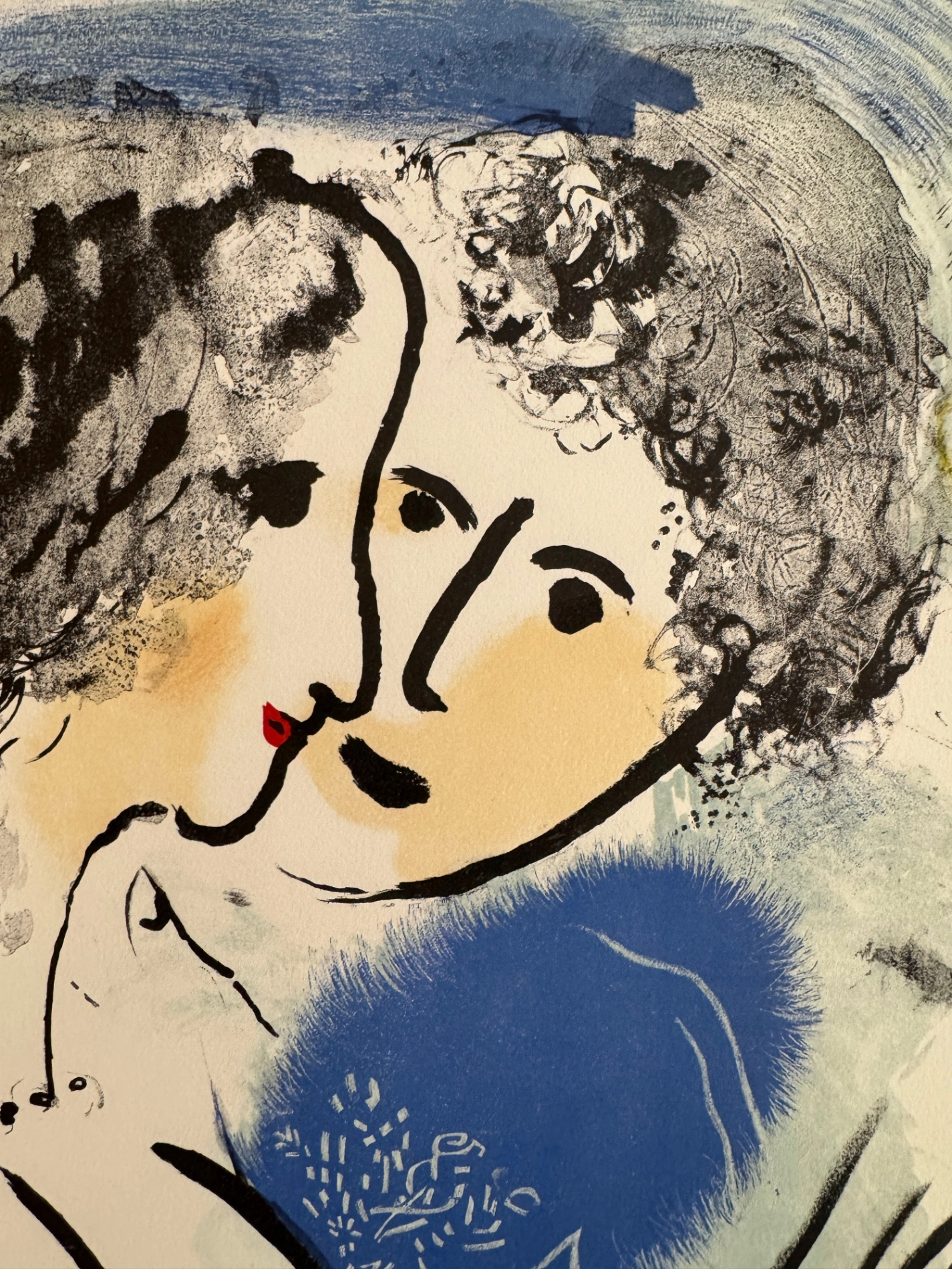 Marc Chagall, Le Peintre a la Palette - Galerie des Pochettes - Ville de Nice (d'après) Marc Chagall, 1958 – Lithographie, Marc Chagall, Le Peintre a la Palette