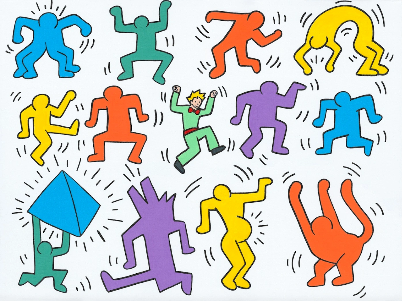 le Petit Prince revisite Keith Haring, 2023 – Œuvre lithographique sur papier Arches 320g., Réalisée en collaboration avec l’Institut des Arts Français.