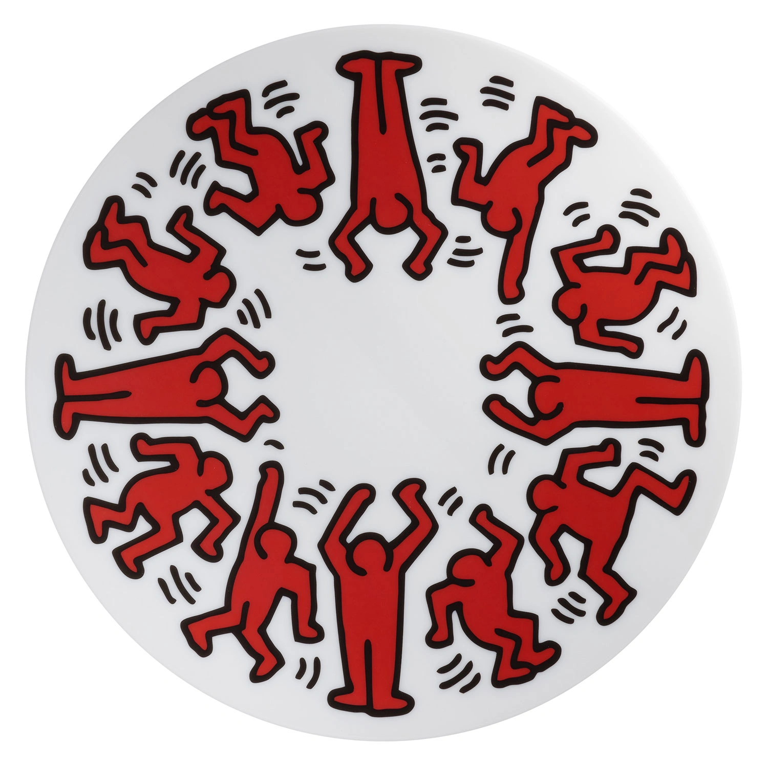 Keith Haring Assiette en porcelaine "Rouge sur blanc"