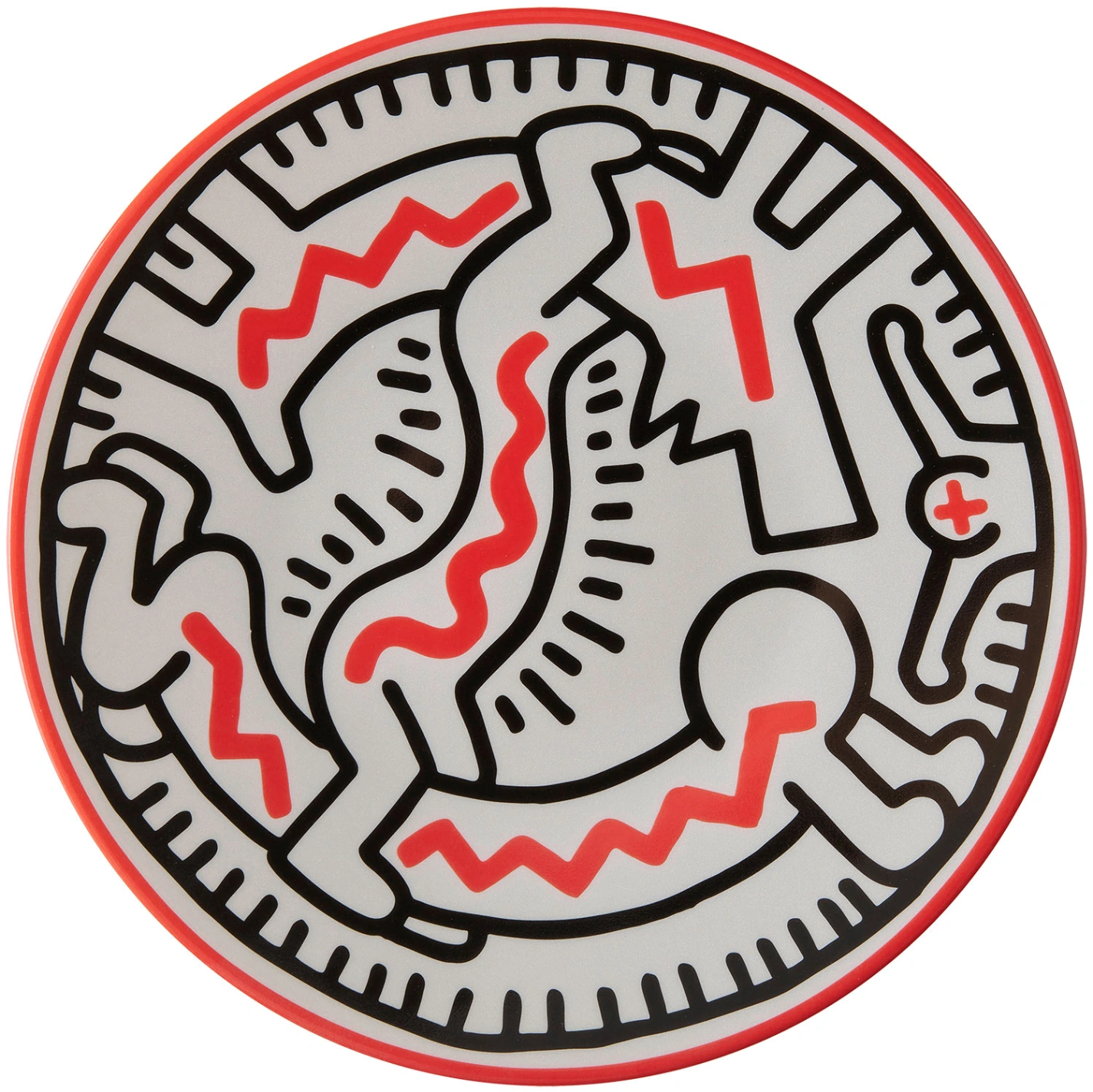 Keith Haring Assiette en porcelaine "Homme / Chien"