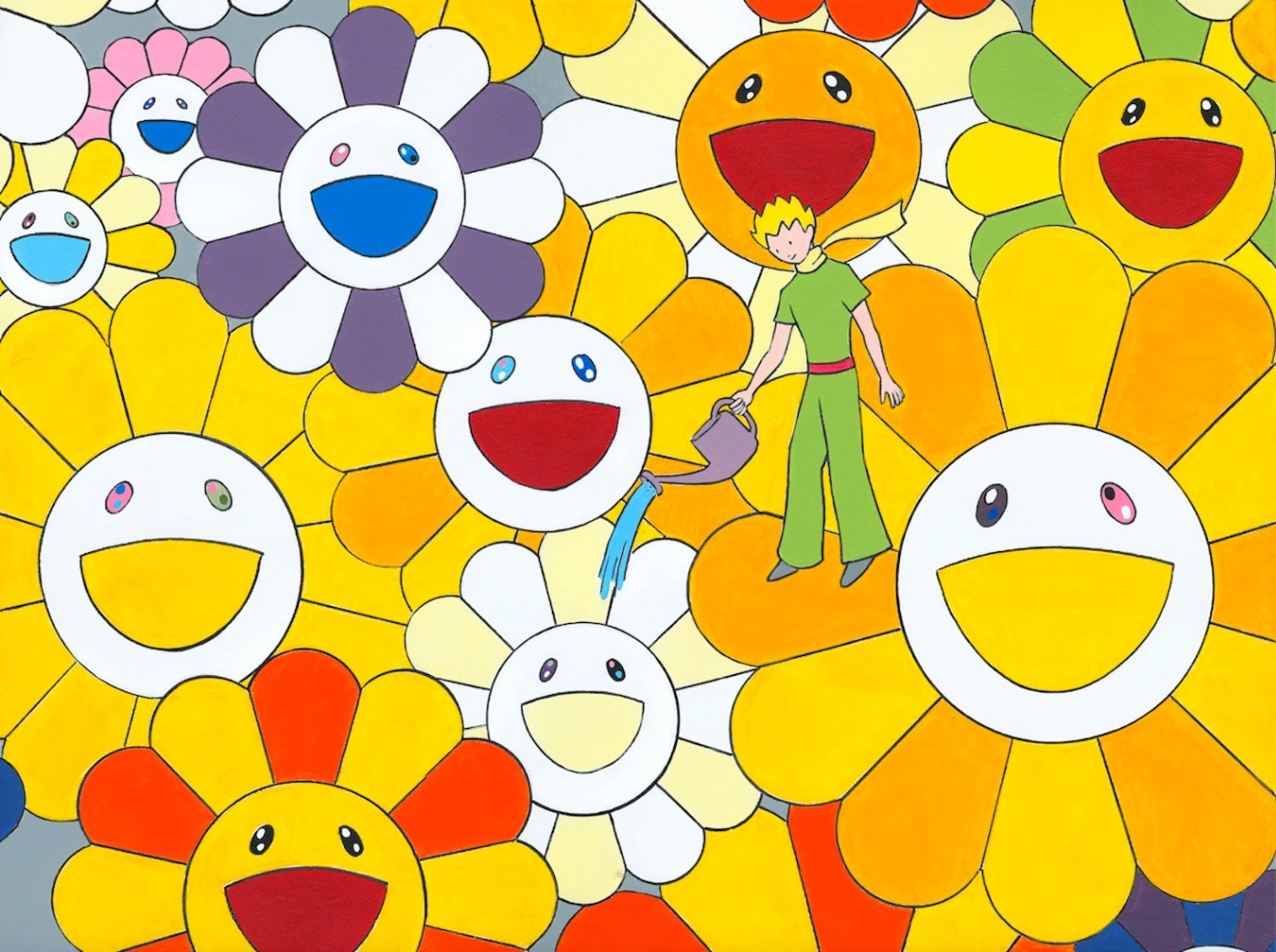 le Petit Prince revisite Takashi Murakami, 2023 – Œuvre lithographique sur papier Arches 320g., Réalisée en collaboration avec l'Institut des Arts Français.