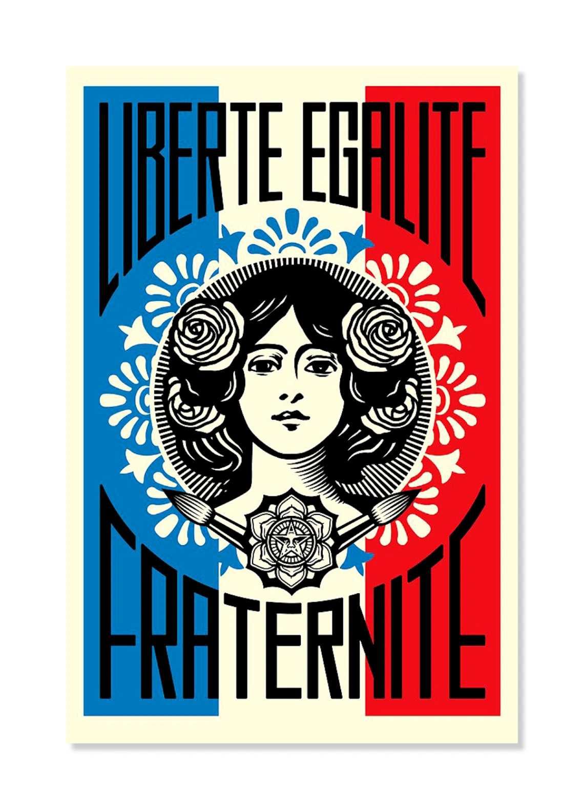Shepard Fairey dit OBEY (né en 1970) – LIBERTE EGALITE FRATERNITE, 2021, Lithograph print on thick cream paper, signed