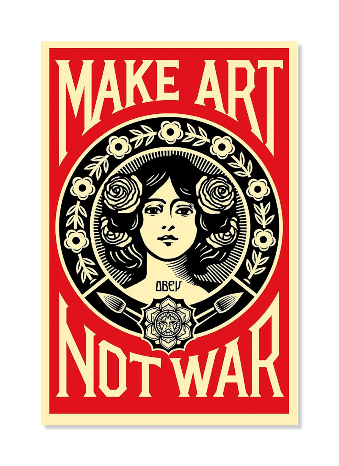 Shepard Fairey dit OBEY (né en 1970) – MAKE ART NOT WAR,2021, Lithograph print on thick cream paper, signed
