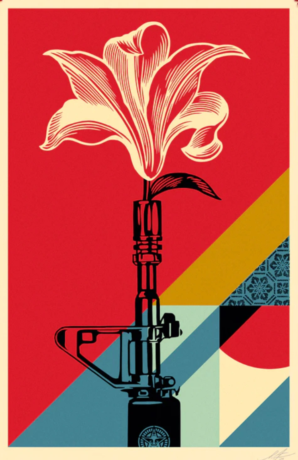 Shepard Fairey dit OBEY (né en 1970) – Lily Offset, Lithographie signée, impression offset sur papier épais Speckletone