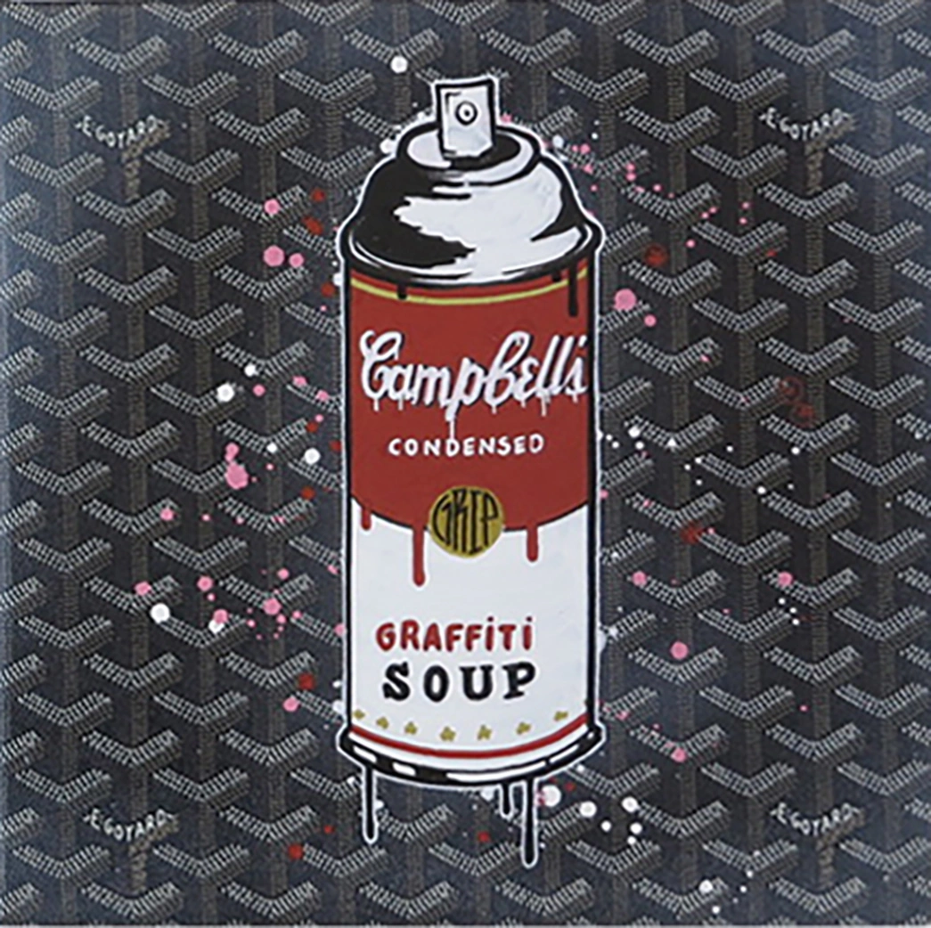 Gripe (Né en 1984) – Graffiti Soup (Black), 2022, Mixed media on rigid canvas