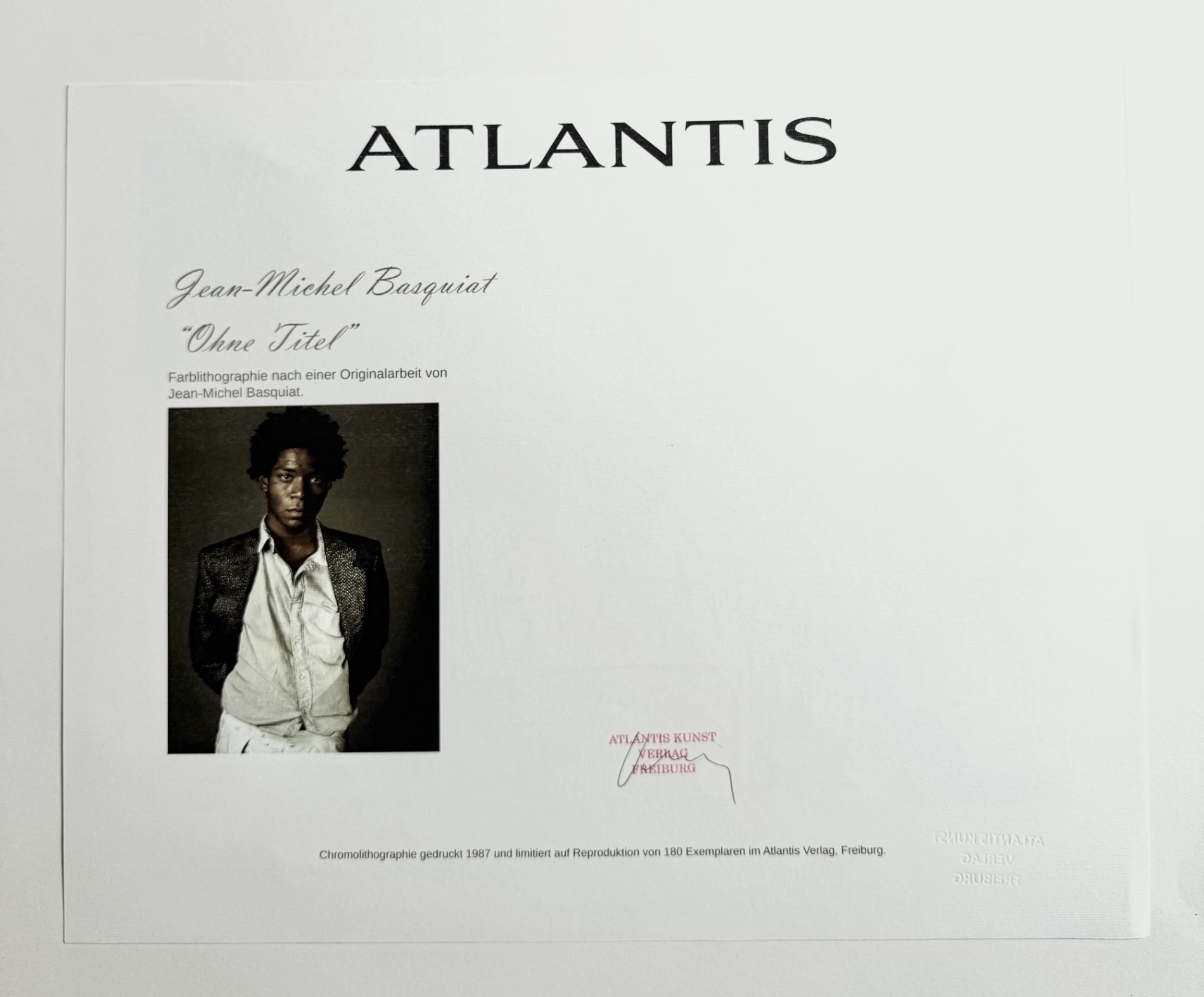 Jean-Michel Basquiat (1960-1988) – Chromolithographie, 1987, Édition de 180 exemplaires. Par la maison d'édition Atlantis Verlag, Fribourg (Allemagne). Numéroté – photo 2