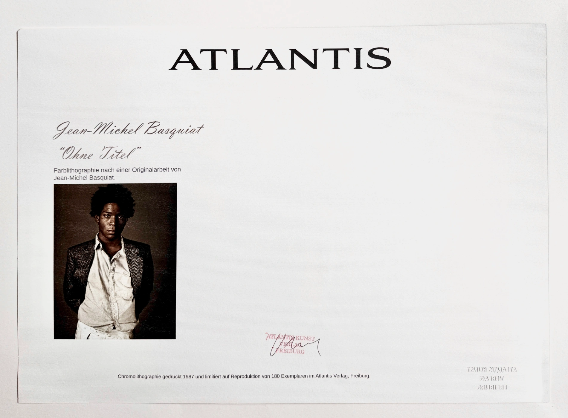 Jean-Michel Basquiat (1960-1988) – Chromolithographie, 1987, Édition de 180 exemplaires. Par la maison d'édition Atlantis Verlag, Fribourg (Allemagne). Numéroté – photo 2