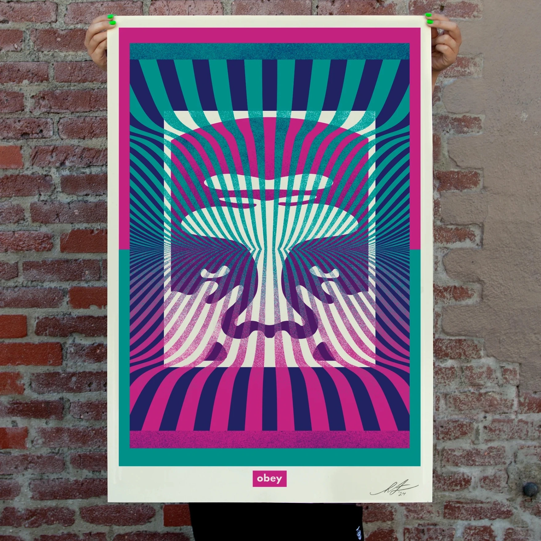 Shepard Fairey dit Obey – Icône de l'Op Art, Lithographie offset sur papier Natural White Cougar Smooth