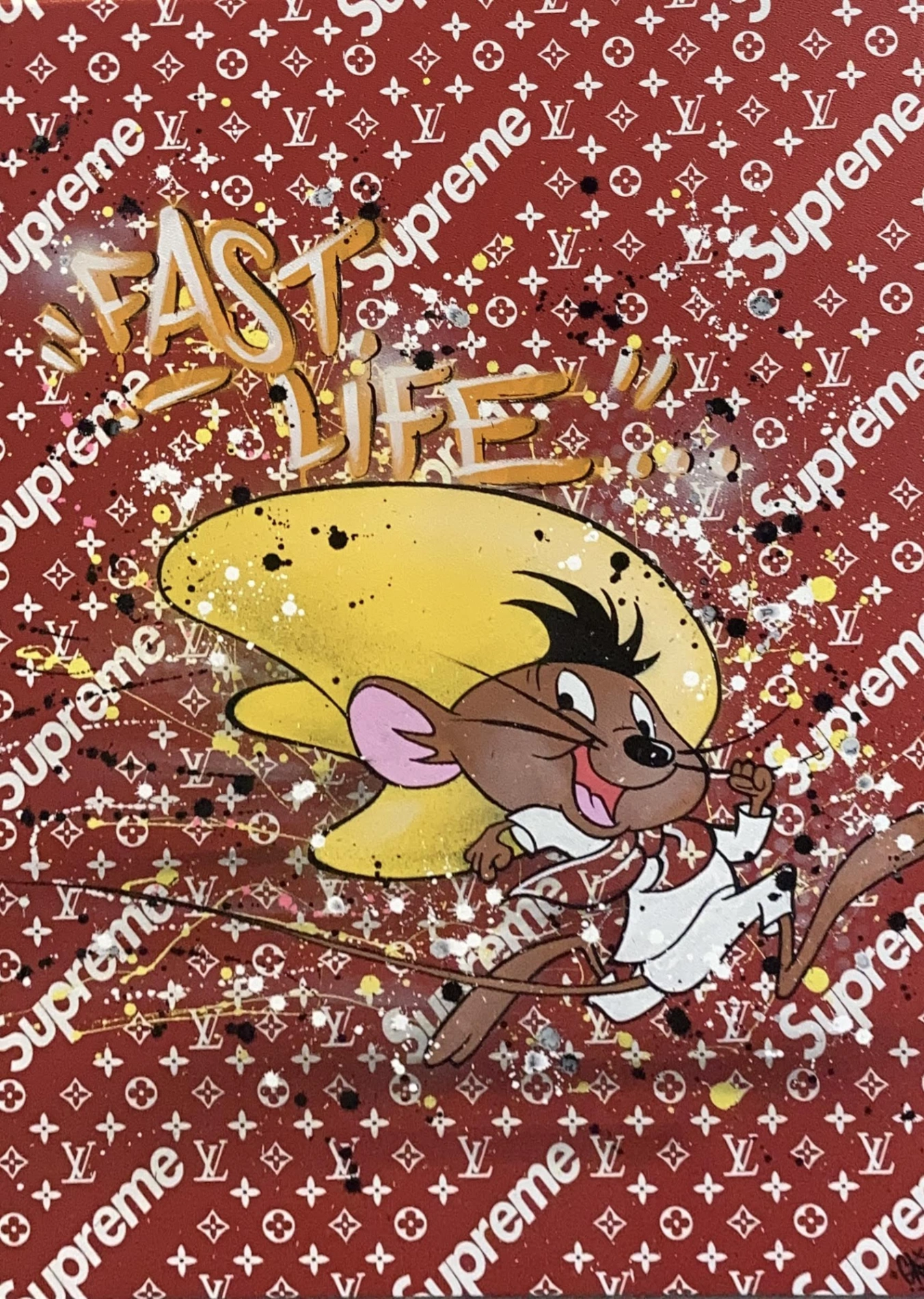 Gripe (Né en 1984) – Speedy Gonzalez, 2022, Technique mixte sur toile rigide et épaisse