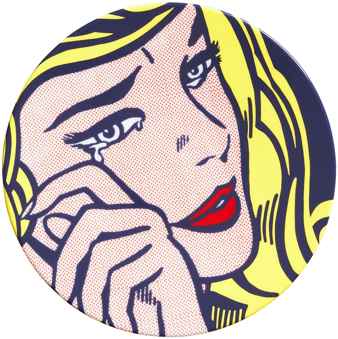 Roy Lichtenstein Assiette en porcelaine "Crying Girl" (1964), Assiette en porcelaine fine avec le motif "Crying Girl" (1964) de Roy Lichtenstein. Diamètre 21 cm