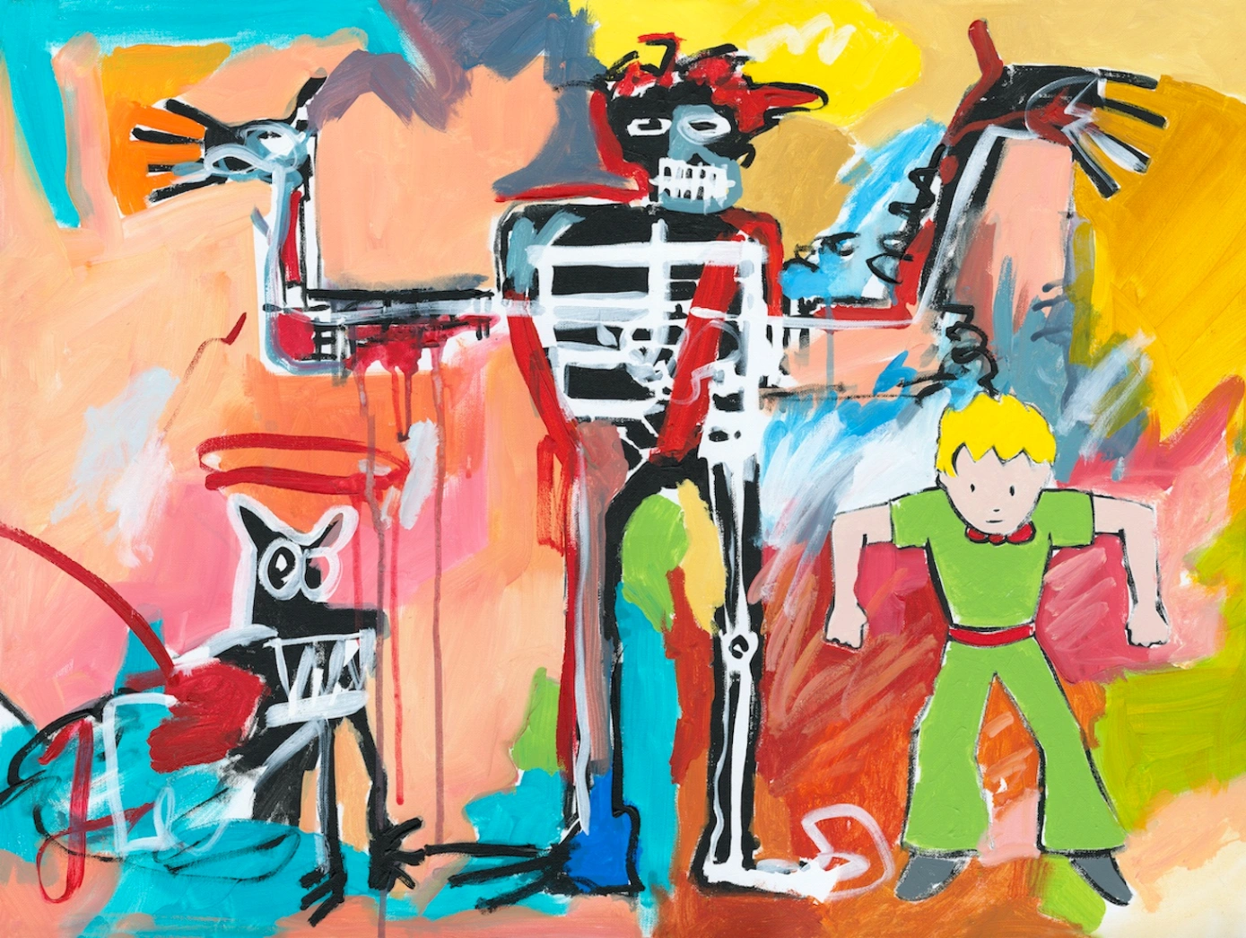le Petit Prince revisite Jean-Michel Basquiat, 2023 – Lithograph on arches 320g paper., Created in collaboration with the French Institute of Arts.