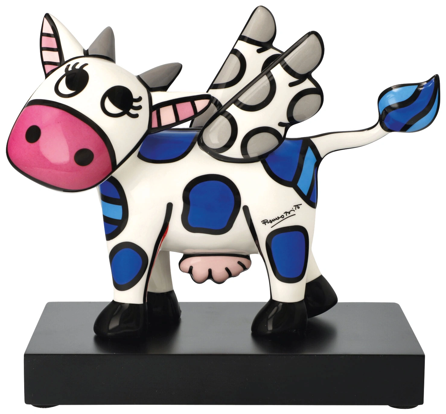 Romero Britto Sculpture en porcelaine "Flying Cow" – 19 x 20, Romero Britto Sculpture en porcelaine "Flying Cow"
