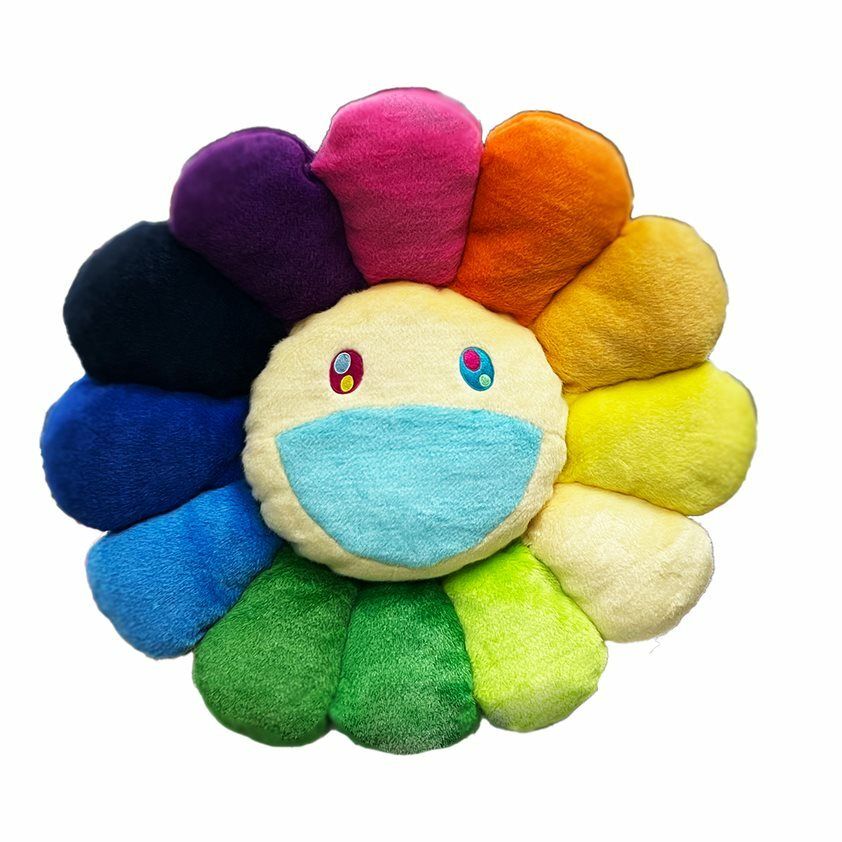 200 cm Takashi Murakami Flower Cushion (Arc-en-ciel Blanc)