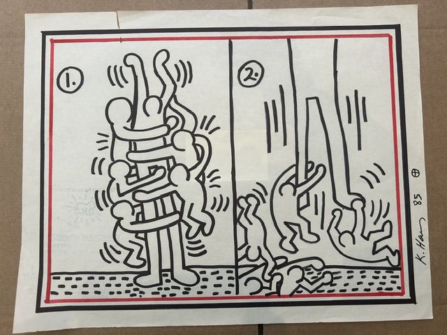Keith Haring – Keith Haring (1958-1990) - Untitled (Figures and Dogs), 1985, Ink on paper – photo 2