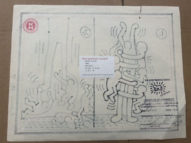 Keith Haring – Keith Haring (1958-1990) - Untitled (Figures and Dogs), 1985, Ink on paper