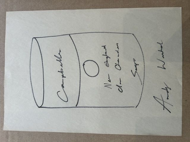 Andy Warhol – Andy Warhol (1927-1987) - Campbell's New England Clam Chowder Soup, Dessin au crayon graphite sur papier