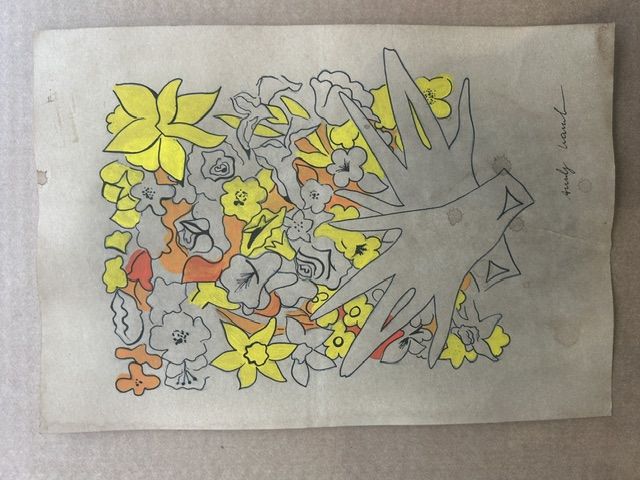 Andy Warhol (1927-1987) – Andy Warhol (1927-1987) - Sans-titre (Composition florale jaune), Encre et gouache sur papier – photo 2