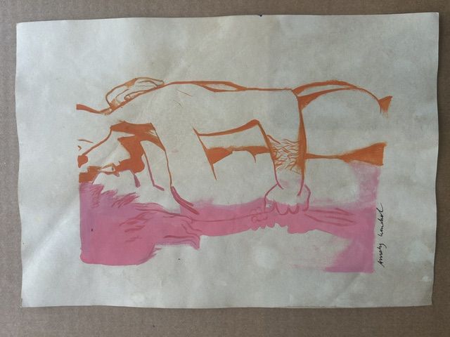 Andy Warhol (1927-1987) – Andy Warhol (1927-1987) – Untitled (Reclining Male Nude), Ink and gouache on paper