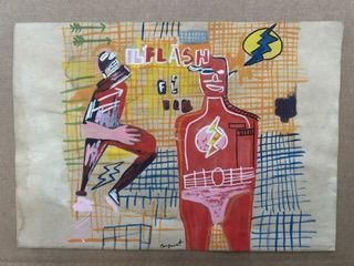 Jean-Michel Basquiat – Jean-Michel Basquiat (1960-1988) - Sans-titre (Flash), Mixed media on paper